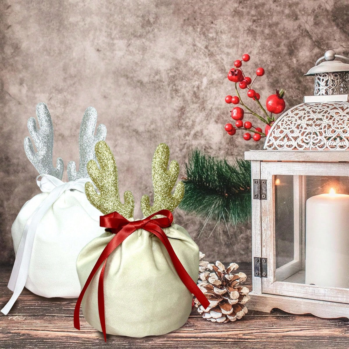 5 Pcs Christmas Gift Pouch Christmas Velvet Drawstring Bag Christmas Treat Bags With Drawstring Christmas Drawstring Wrapping Bags For Jewelry Xmas Party Supplies